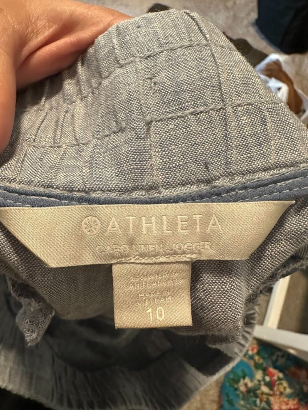 Athleta Cabo 100% Linen Pant Jogger Blue Size 10 - Picture 4 of 6